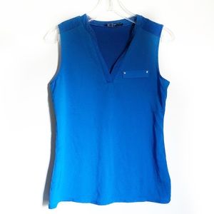 The Limited Royal Blue Sleeveless V Neck Blouse